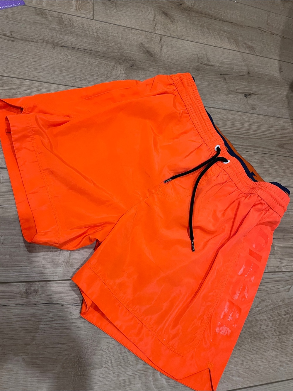 Like New Diesel Men's Double Waistband Swim Shorts Neon Orange Medium